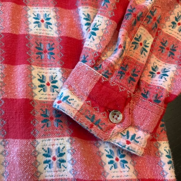 Venezia Jeans Red Plaid Button-Up Shirt 18/20 100% Cotton Holiday Vintage 90s - Picture 3 of 6